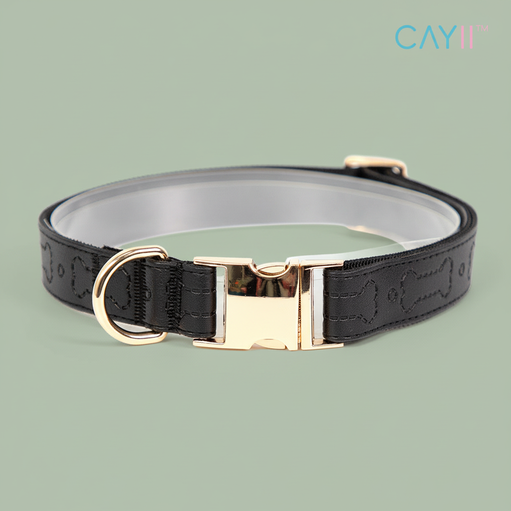 Faux Leather Dog Collar and Lead – Detail