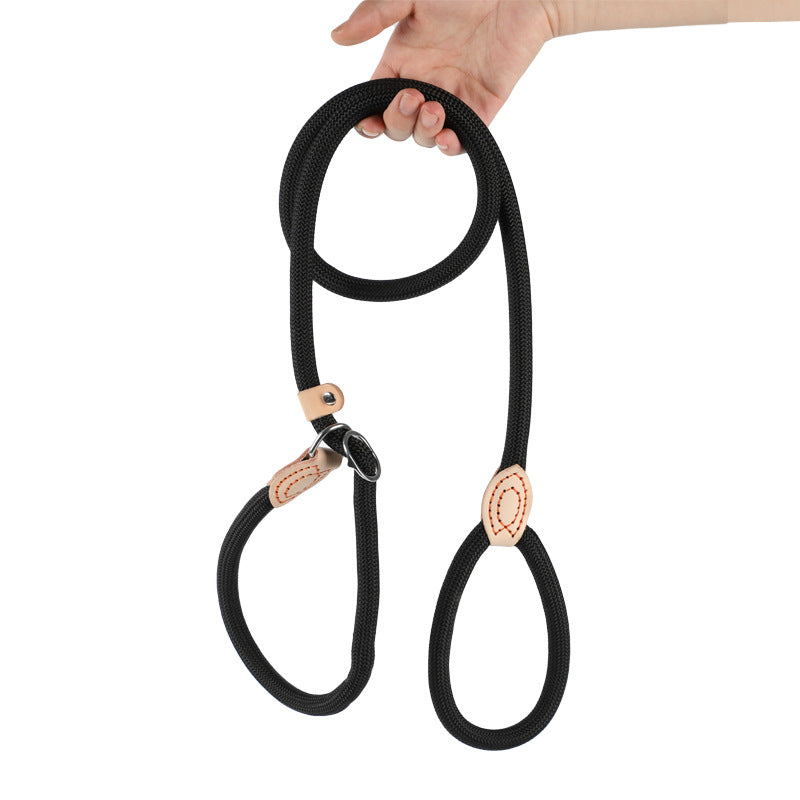 Braided Rope Slip Lead for Dogs - Black