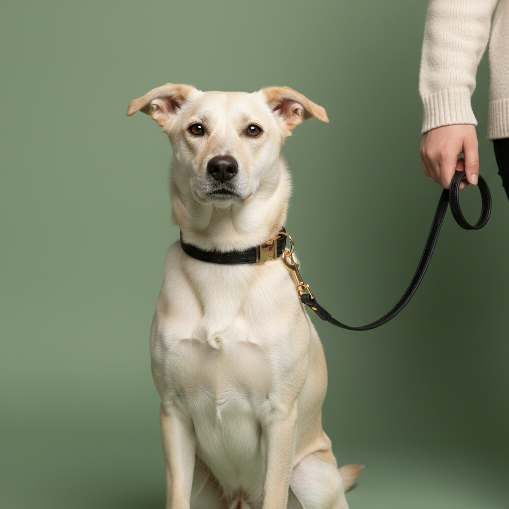 Faux Leather Dog Collar and Lead – Lifestyle
