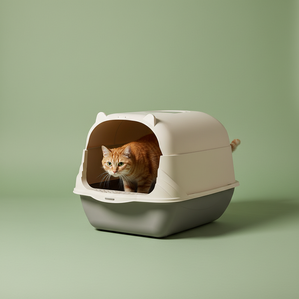 Large Enclosed Cat Litter Tray – Cat Lifestyle 1