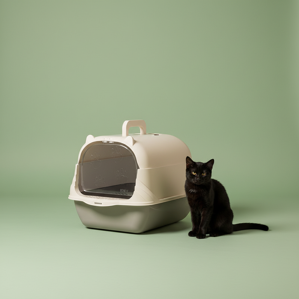 Large Enclosed Cat Litter Tray – Cat Lifestyle 2
